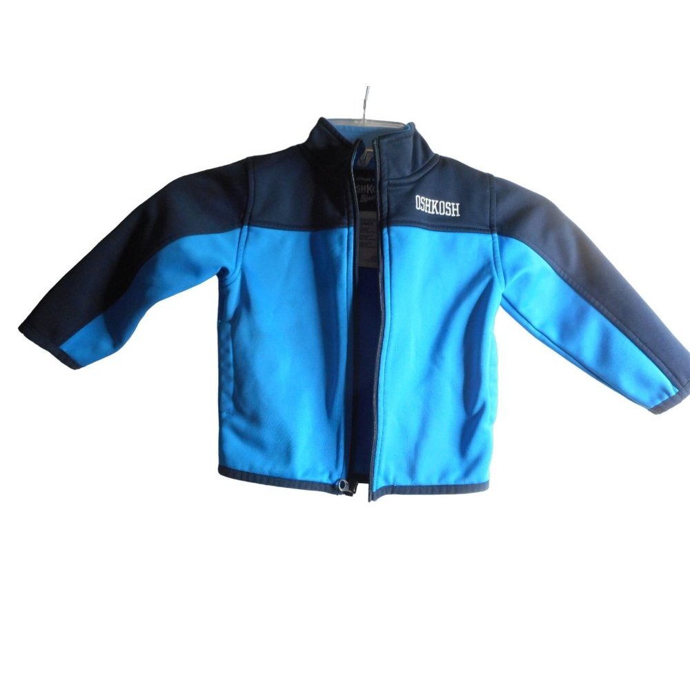 Osh Kosh Baby Size 2T Jacket zip front 2 tone blue Embroidered logo w/ pockets - Picture 1 of 4